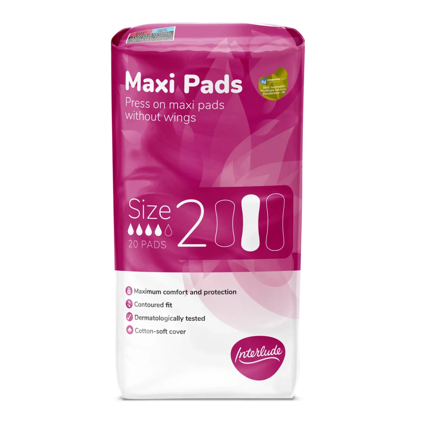 Buy Interlude Maxi Pads Size 2 - 20s - Premium Quality Toiletries Online - Product Image Buy Interlude Maxi Pads Size 2 - 20s - Premium Quality Toiletries Online - Product Image